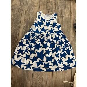 Hanna Andersson Girls' Blue White Sleeveless Star Print Pocket Dress Size 4